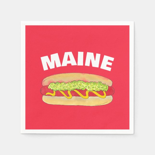 Maine Red Snapper Hotdog Portland ME Food Cookout Napkins (Front)