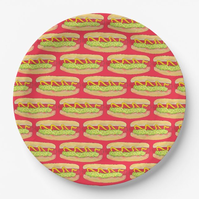 Maine Red Snapper Hotdog Portland ME Food Cookout Paper Plates (Front)