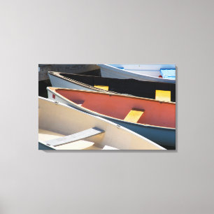 Maine, Rockland. Colorful boats in Rockland Canvas Print