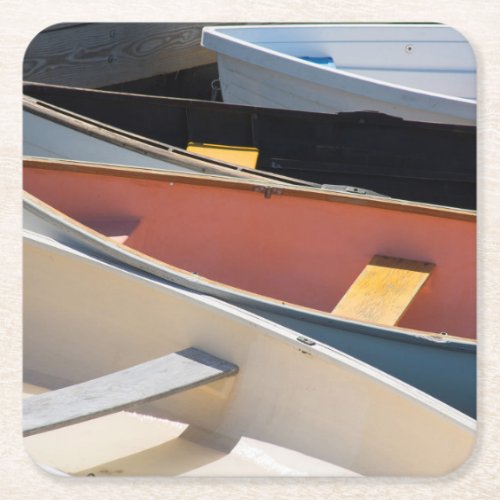 Maine Rockland Colorful boats in Rockland Square Paper Coaster