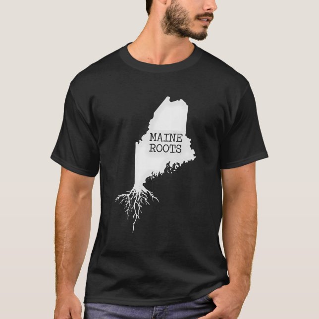 Maine Roots State Map Gift T-Shirt (Front)