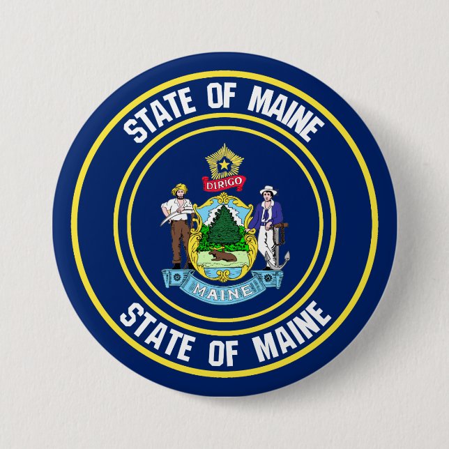 Maine Round Emblem Button (Front)