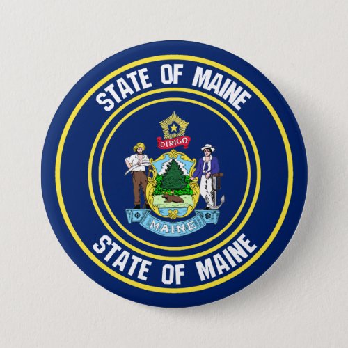 Maine Round Emblem Button