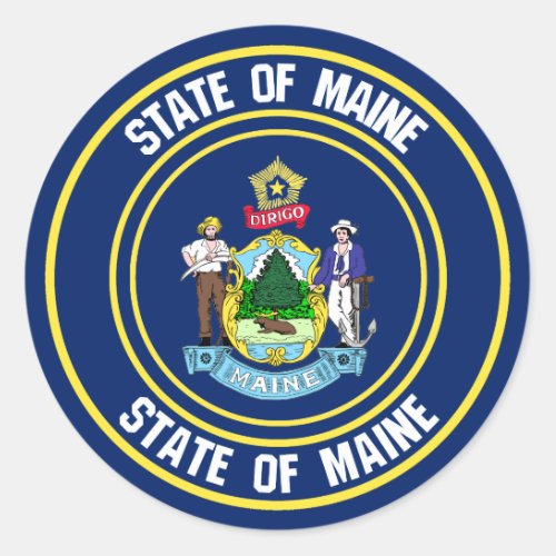 Maine Round Emblem Classic Round Sticker