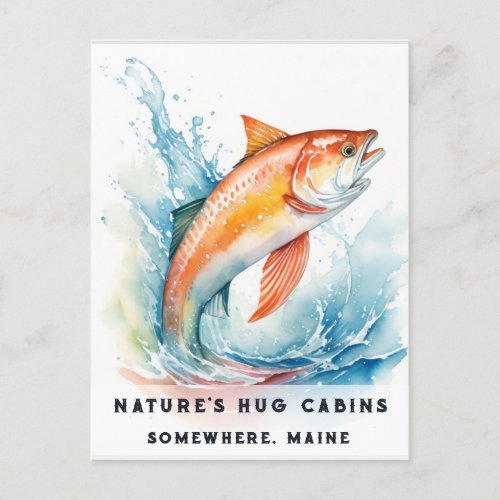  Maine Salmon Fish Swimming AP49 Watercolor Holiday Postcard