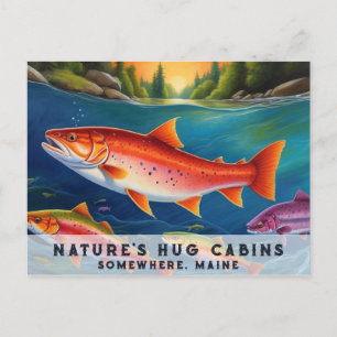 *~* Maine Salmon Fish Swimming Beautiful Art AP49 Holiday Postcard