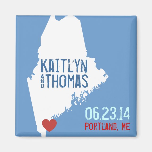 Maine Save the Date - Customizable City Magnet (Front)