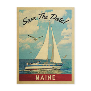 Maine Save The Date Sailboat Nautical Announcement Postcard