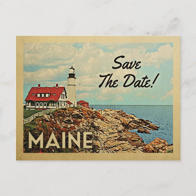 Maine Save The Date Postcards – Vintage Retro