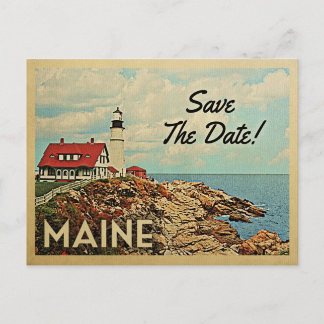 Maine Save The Date Vintage Postcards (Front)