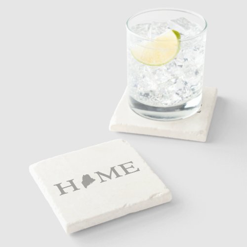 Maine Shaped Grey Letter Mainer Home State Gray Stone Coaster