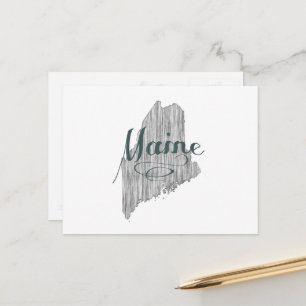 Maine Shaped Vintage Gray Typography Mainer Postcard