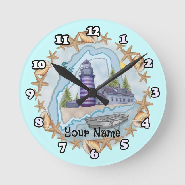 Maine Shells Lighthouse  clock (Front)