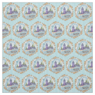 Maine Shells Lighthouse Fabric