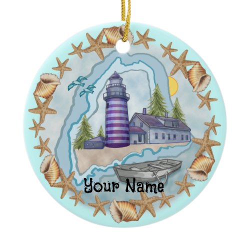 Maine Shells Lighthouse   Ornament