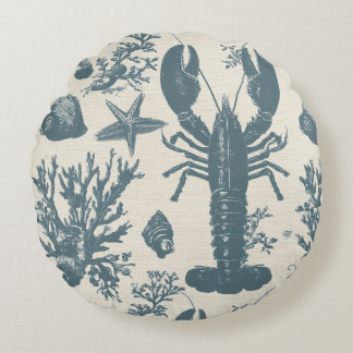 Maine Shore Lobster Round Pillow