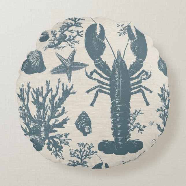 Maine Shore Lobster Round Pillow (Front)