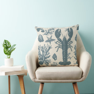 Maine Shore Lobster Throw Pillow