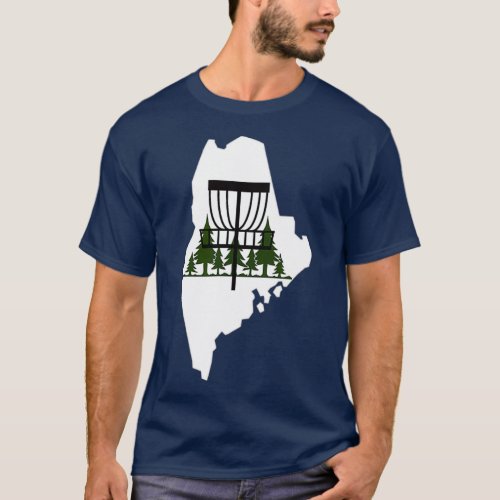 Maine Silhouette Disc Golf Basket T_Shirt