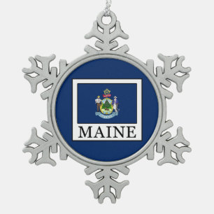 Maine Snowflake Pewter Christmas Ornament