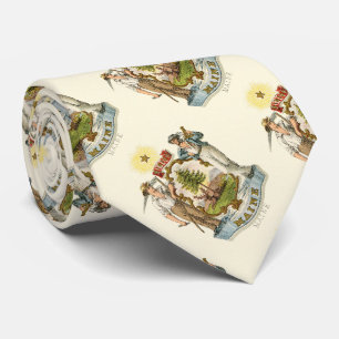 Maine state coat of arms (vintage 1870s) neck tie