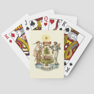 Maine state coat of arms (vintage 1870s) poker cards