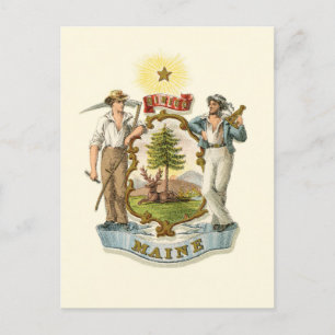 Maine state coat of arms (vintage 1870s) postcard