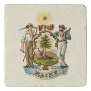 Maine state coat of arms (vintage 1870s) trivet
