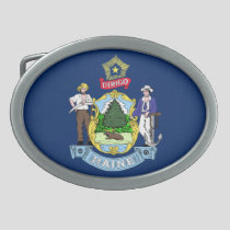 MAINE STATE FLAG BELT BUCKLE