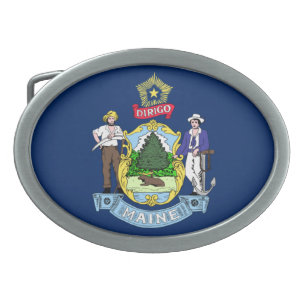 MAINE STATE FLAG BELT BUCKLE