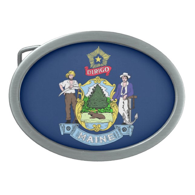 MAINE STATE FLAG BELT BUCKLE (Front)