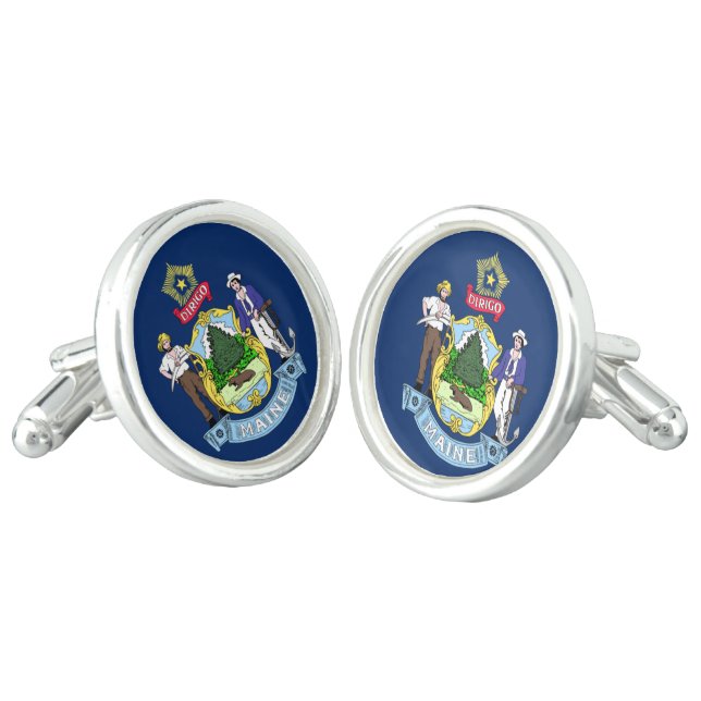 MAINE STATE FLAG CUFFLINKS (Angled)