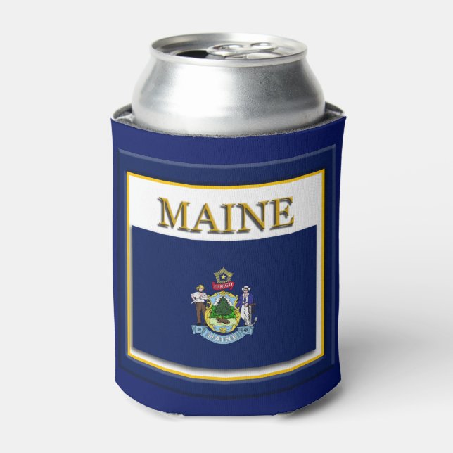 Maine State Flag Design Can Cooler (Can Front)
