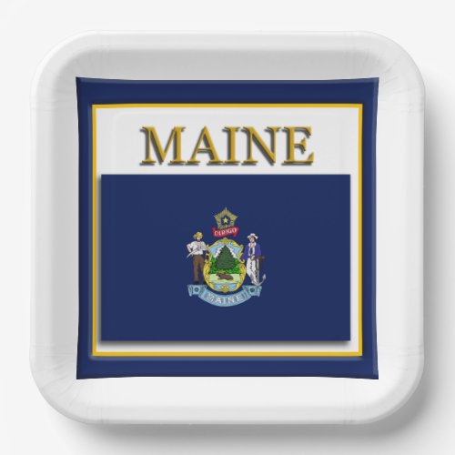 Maine State Flag Design Paper Plates