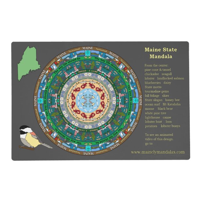 Maine State Mandala Placemat (Back)