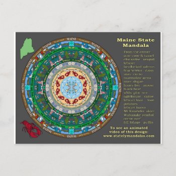 Maine State Mandala Postcard by TravelingMandalas at Zazzle