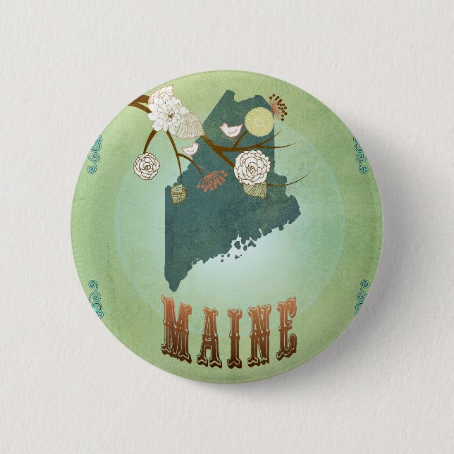 Maine State Map – Green Button (Front)