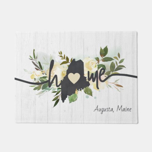Maine State Personalized Your Home City Rustic Doormat