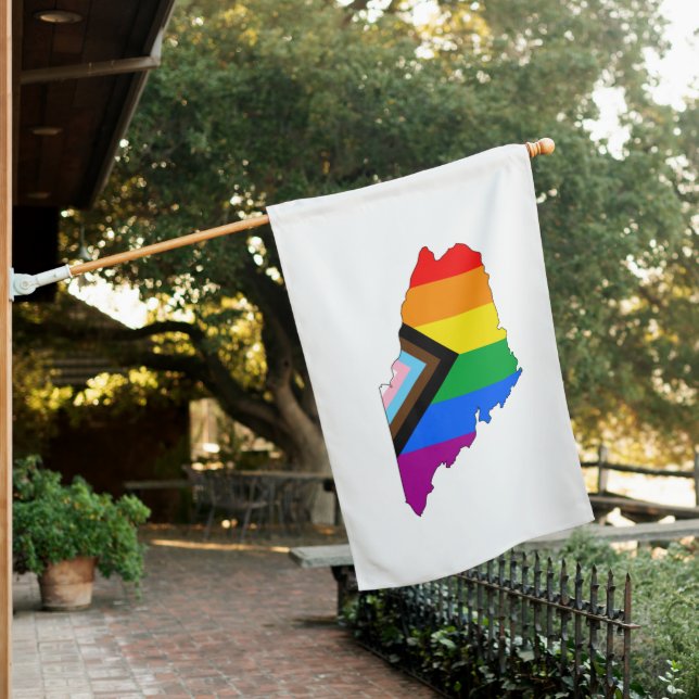 Maine State Pride LGBTQ Progress Pride House Flag (In SItu)