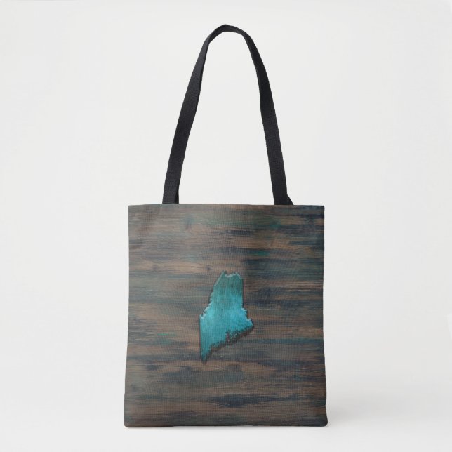 Maine State Shape Teal Tote Bag (Front)
