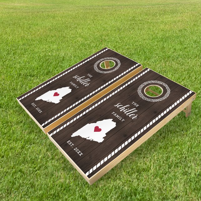 Maine State Silhouette Family Name Cornhole Set (Creator Uploaded)
