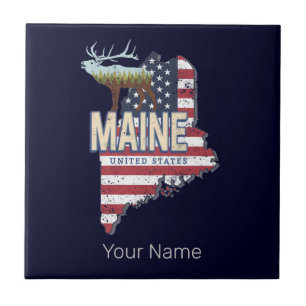 Maine State United States Map Vintage USA Souvenir Ceramic Tile
