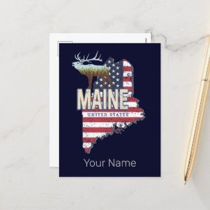 Maine State United States Map Vintage USA Souvenir Holiday Postcard