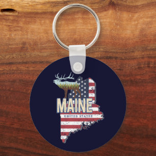 Maine State United States Map Vintage USA Souvenir Keychain