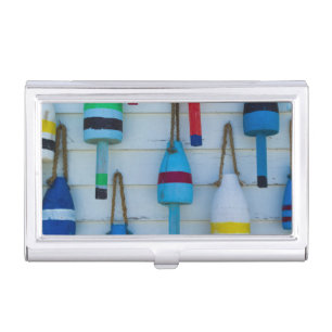Maine, Stonington, decorative lobster buoys Business Card Case