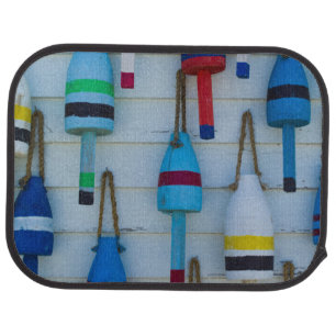 Maine, Stonington, decorative lobster buoys Car Floor Mat