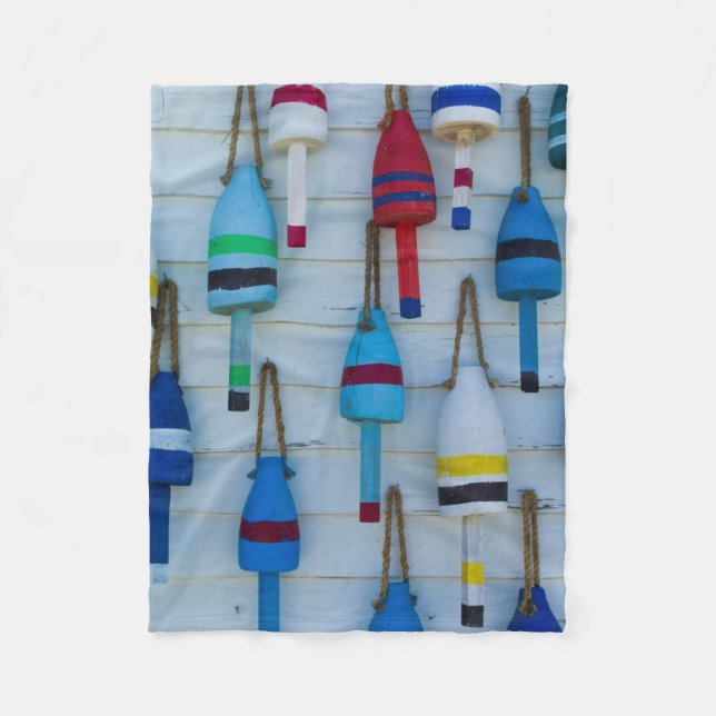 Maine, Stonington, decorative lobster buoys Fleece Blanket (Front)