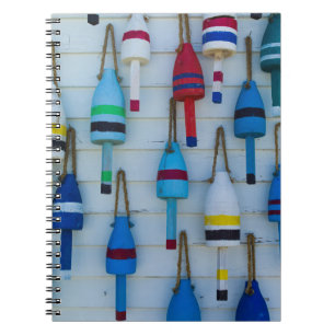 Maine, Stonington, decorative lobster buoys Notebook
