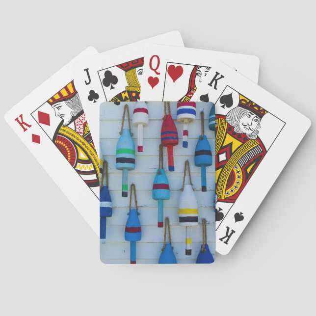 Maine, Stonington, decorative lobster buoys Poker Cards (Back)