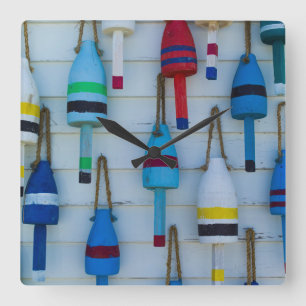 Maine, Stonington, decorative lobster buoys Square Wall Clock
